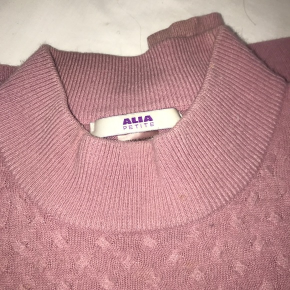 ALIA Rose Pink Quilted Knit Wool Mock Neck Sweater - Picture 8 of 8